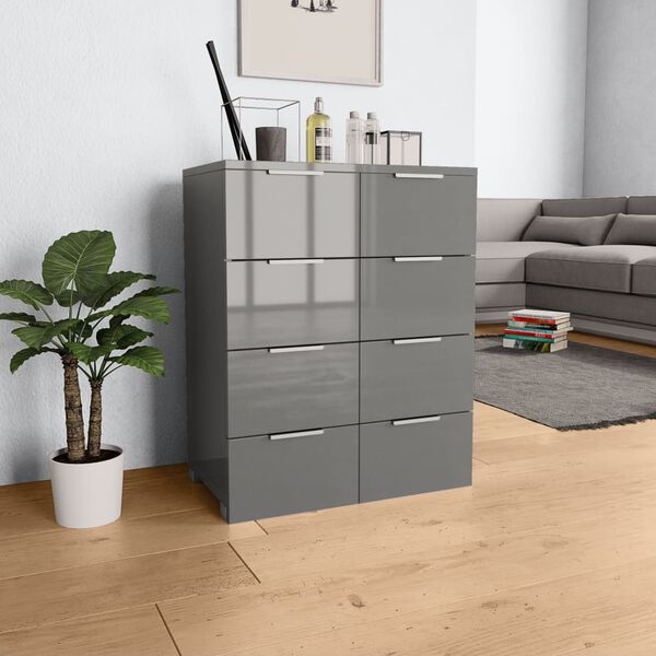 vidaXL Sideboard High Gloss Grey 60x35x80 cm Engineered Wood