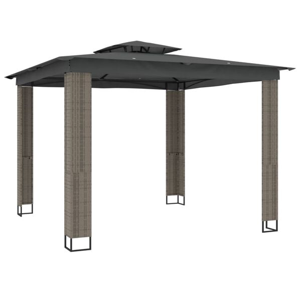 vidaXL Gazebo with Double Roof Anthracite 2.94x2.94 m Steel