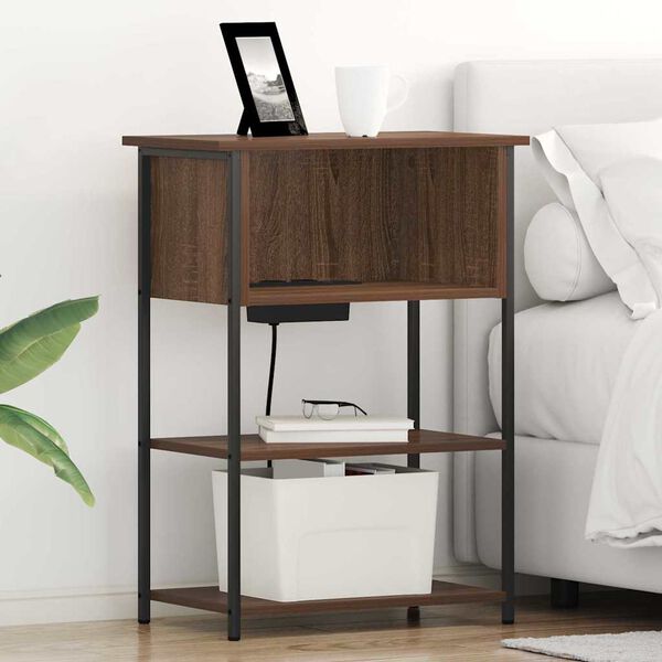 vidaXL Bedside Cabinet Brown Oak 55 x 31 x 76 cm Engineered Wood