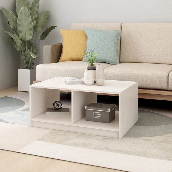 vidaXL Coffee Table White 75x50x33.5 cm Solid Pinewood