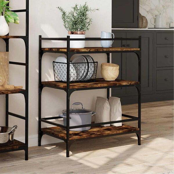 vidaXL Kitchen Trolley Smoked Oak 65x40x86.5 cm Engineered Wood
