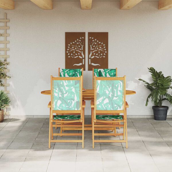 vidaXL Garden Dining Set Folding 5 pcs Leaf Pattern Solid Acacia Wood
