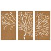 vidaXL Garden Wall Decorations 3 pcs 105x55 cm Corten Steel Tree Design