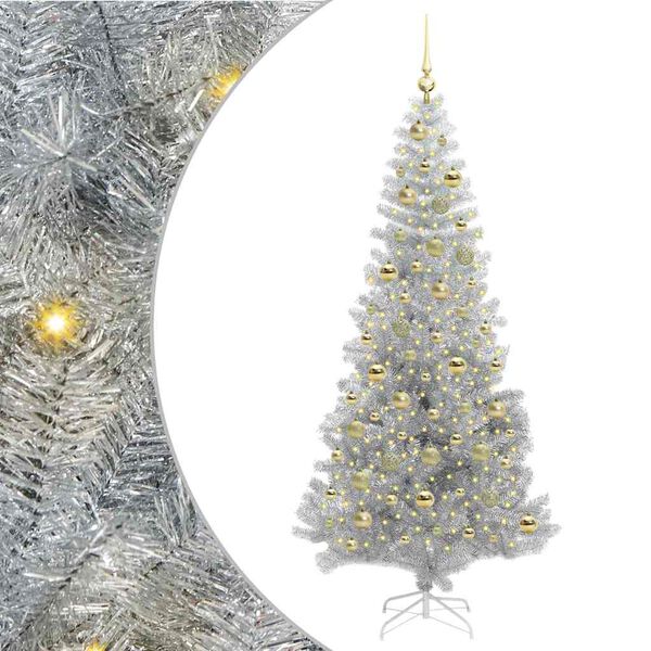 vidaXL Christmas Tree with 300 LEDs with Stand Silver 210 cm PET
