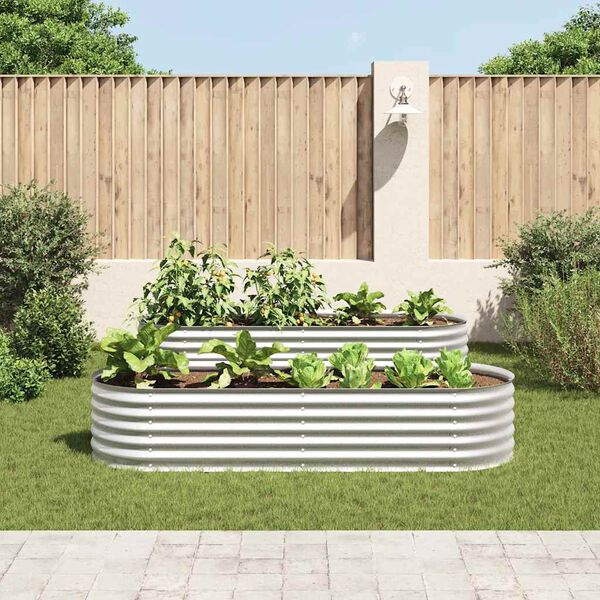 vidaXL Garden Raised Bed 240x80x44 cm Galvanised Steel Silver