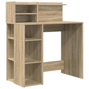 vidaXL Desk with Shelf Sonoma Oak 90 x 48 x 101.5 cm Engineered Wood