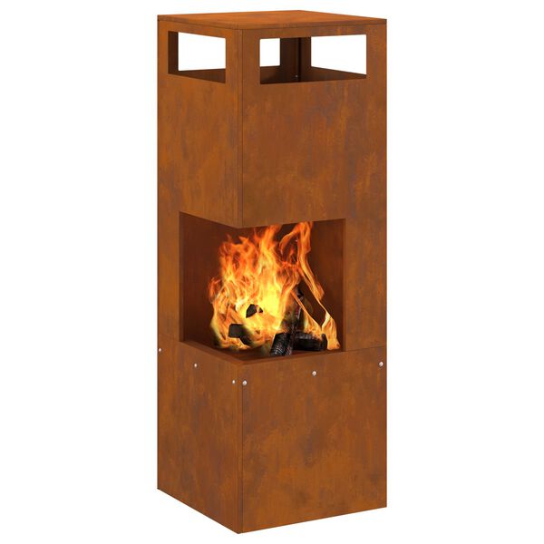 vidaXL Fire Pit Brown 35 x 35 x 100 cm Steel