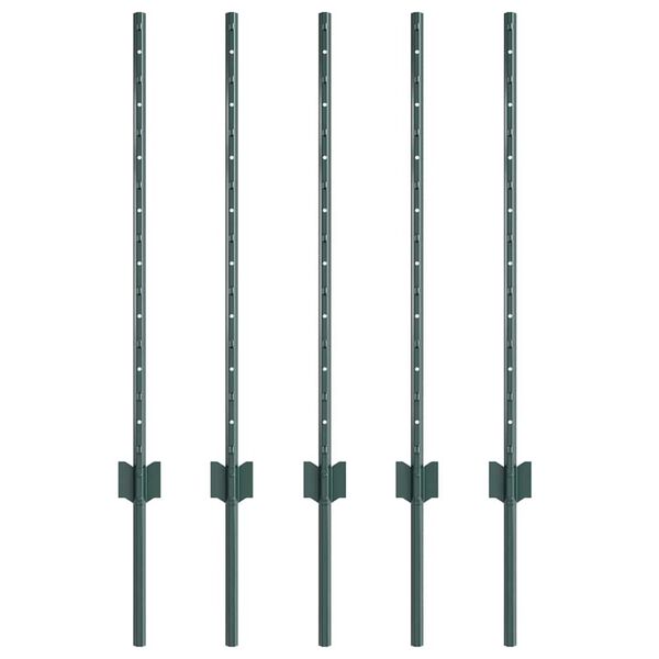 vidaXL Fence Post 5 pcs Green 120 cm Steel