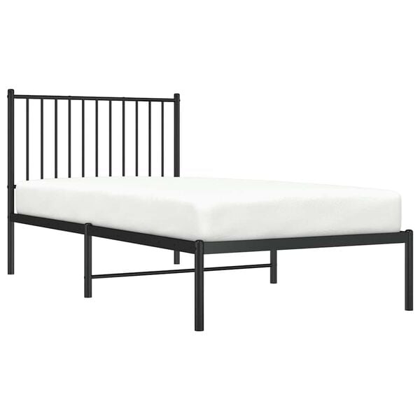 vidaXL Metal Bed Frame without Mattress with Headboard Black 90x190cm