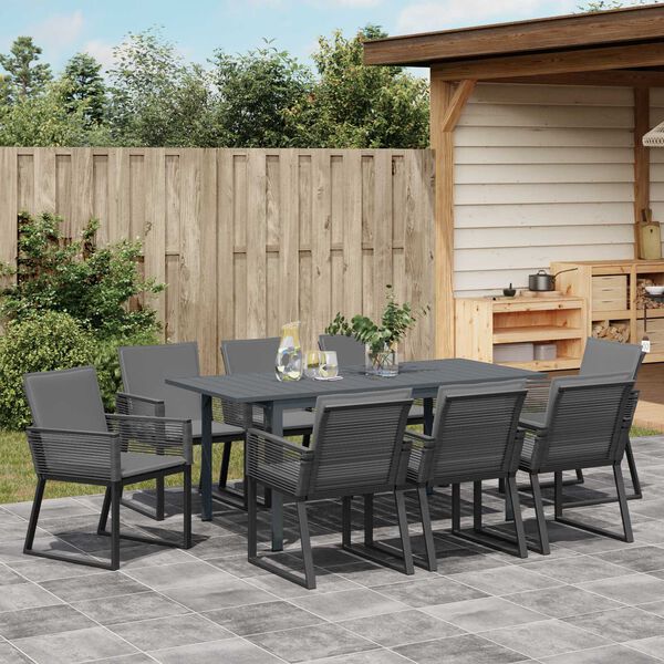 vidaXL Garden Dining Set 9 pcs Anthracite Steel and poly rattan
