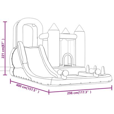 Happy Hop Bouncy Castle with Slide and Splash Pool 298x400x221 cm
