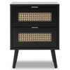 Finori Bedside Cabinet Vienna 61A Black and Rattan Print