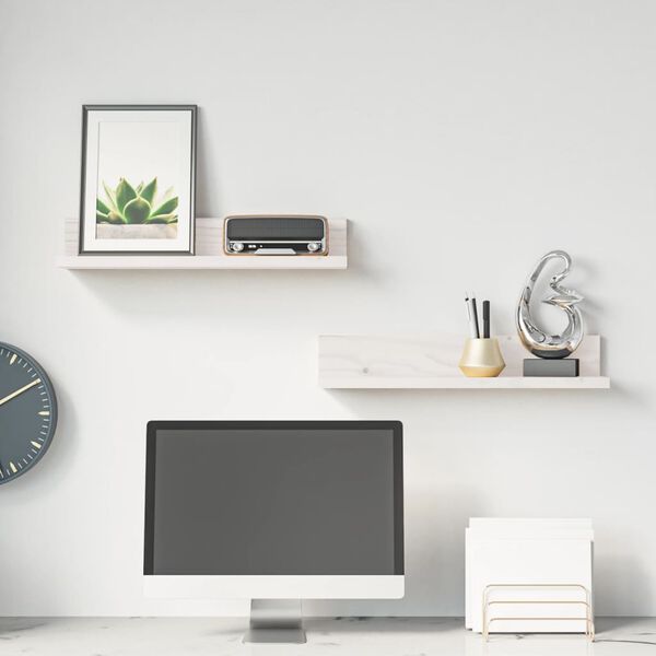 vidaXL Wall Shelves 2 pcs White 50x11x9 cm Solid Wood Pine