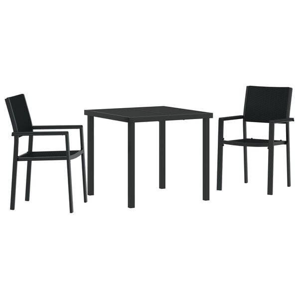 vidaXL Garden Dining Set 5 pcs Black Powder-Coated Steel