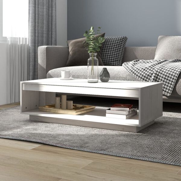 vidaXL Coffee Table White 110x50x33.5 cm Solid Pinewood