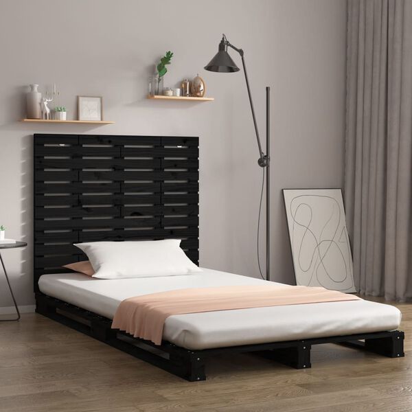 vidaXL Wall Headboard Black 96x3x91.5 cm Solid Wood Pine