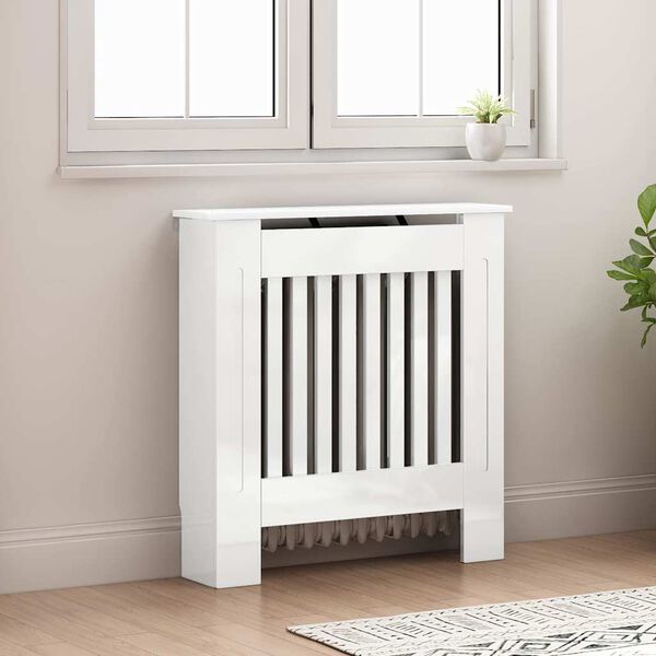 vidaXL Radiator Cover High Gloss White 78 x 19 x 81.5 cm
