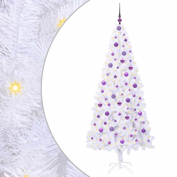 vidaXL Artificial Christmas Tree with Stand White 210 cm PVC and Steel