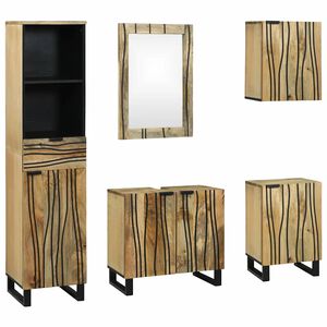 vidaXL Bathroom Furniture Set with Drawer 5 pcs Brown Engineered Wood