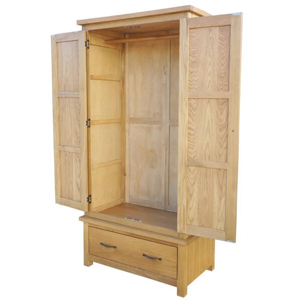 vidaXL Wardrobe with 1 Drawer 90x52x183 cm Solid Oak Wood