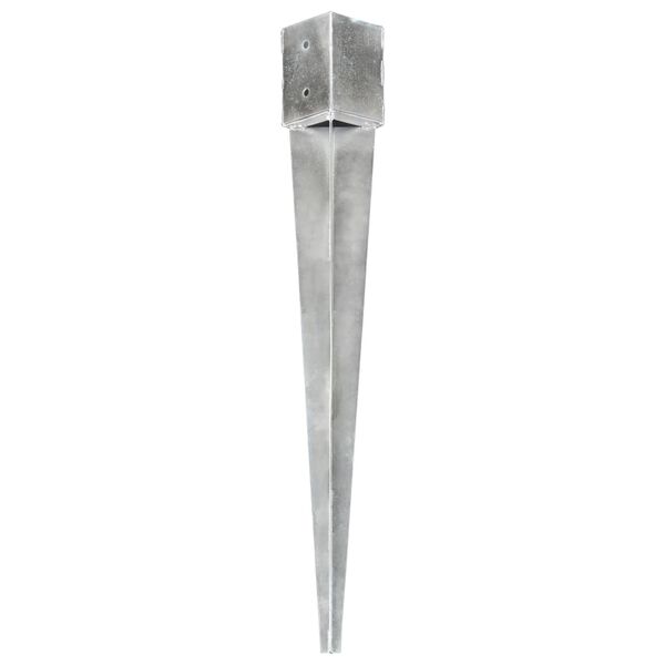 vidaXL Ground Spikes 2 pcs Silver 12x12x89 cm Galvanised Steel