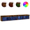 vidaXL 2 Piece TV Cabinet Set with LED Lights Smoked Oak 100x30x30 cm