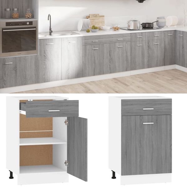 vidaXL Drawer Bottom Cabinet Lyon Grey Sonoma 50x46x81.5 cm Engineered Wood