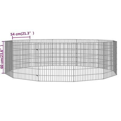vidaXL 12-Panel Rabbit Cage 54x60 cm Galvanised Iron