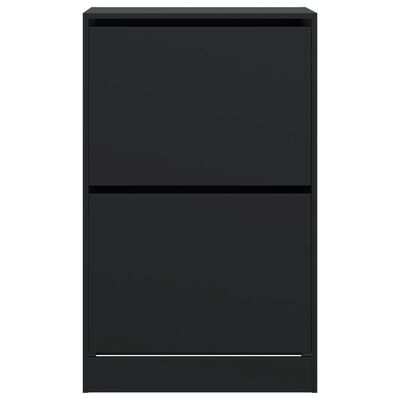 vidaXL Shoe Cabinet Black 60x34x96.5 cm Engineered Wood
