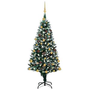 vidaXL Artificial Christmas Tree with LEDs&Ball Set&Pine Cones 210 cm