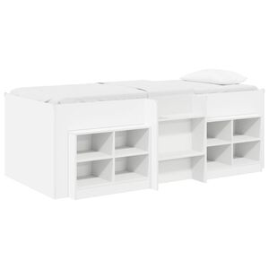 vidaXL Loft Bed Frame with Cabinet 3 pcs White Engineered Wood