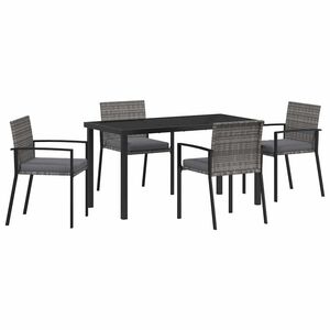 vidaXL Garden Dining Set 5 pcs Grey Powder-Coated Steel