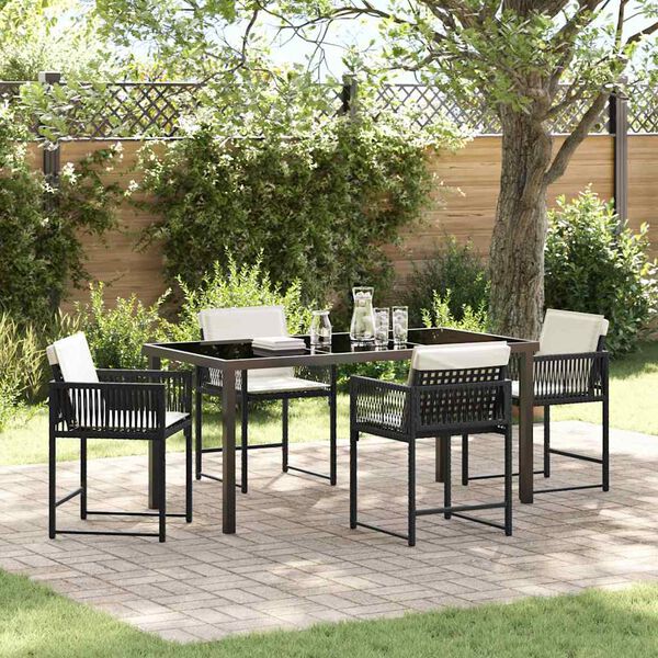 vidaXL Garden Dining Set 5 pcs Black Poly Rattan