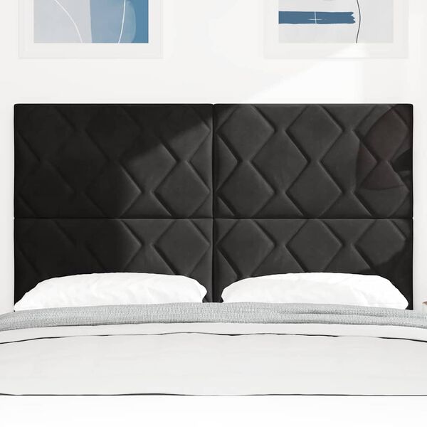 vidaXL LED Headboard with Headboard Black 144 cm Faux Leather