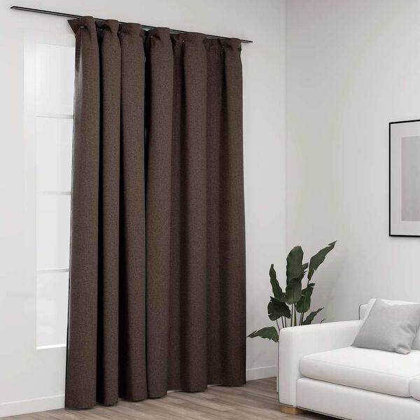 vidaXL Linen-Look Blackout Curtain with Hooks Taupe 290x245 cm