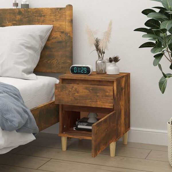 vidaXL Bedside Cabinet Smoked Oak 40x35x50 cm