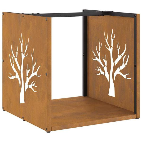 vidaXL Firewood Rack 40x40x40 cm Weathering Steel