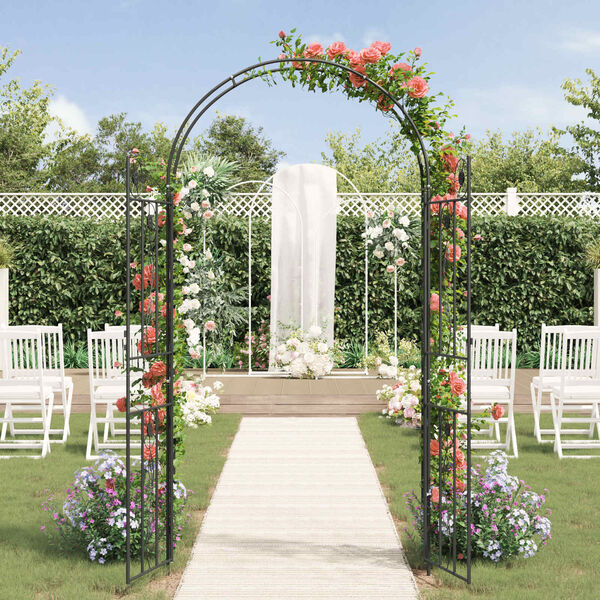 vidaXL Garden Arch Plain Black 115 x 37 x 226 cm