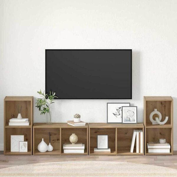 vidaXL TV Cabinet Set Wall-mounted 4 pcs Artisan Oak 37 x 37 x 72 cm