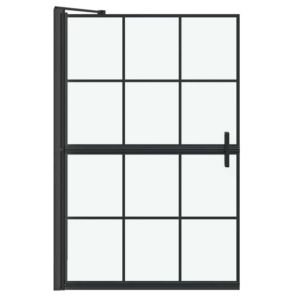 vidaXL Bath Shower Screen Black and Transparent 80 x 68 x 128 cm