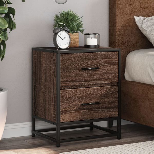 vidaXL Bedside Cabinet Brown Oak 40x31x50 cm Engineered Wood