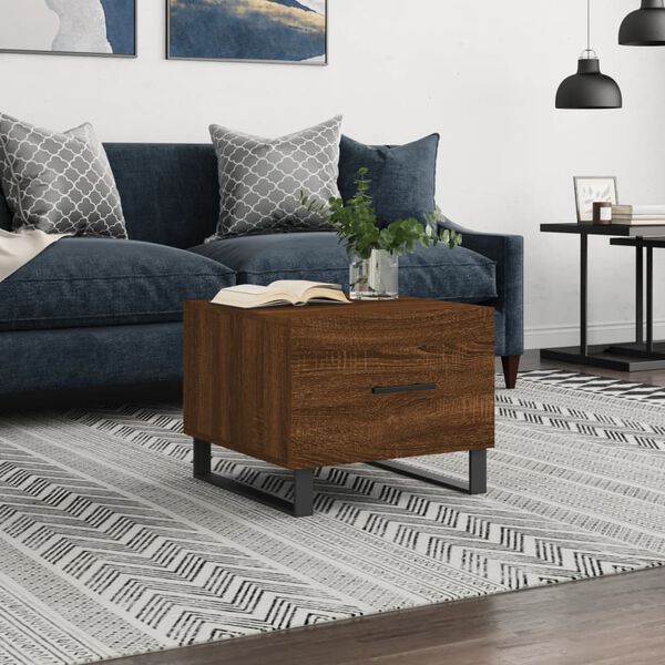 vidaXL Coffee Table Brown Oak 50x50x40 cm Engineered Wood