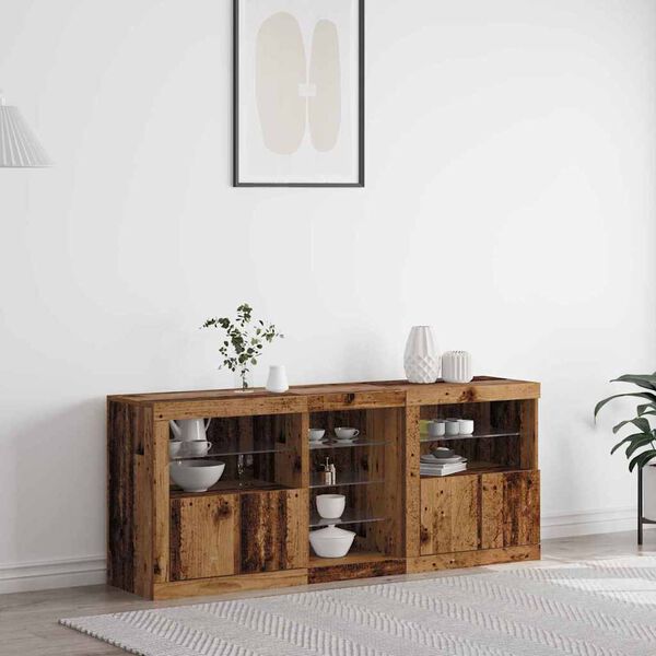 vidaXL LED Sideboard Old Wood 162 x 37 x 67 cm Engineered Wood