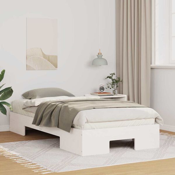 vidaXL Floor Bed Frame with Storage White 80 x 200 cm Solid pine wood