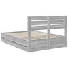 vidaXL Bed Frame with Drawer Grey Sonoma 140 x 190 cm Engineer Wood
