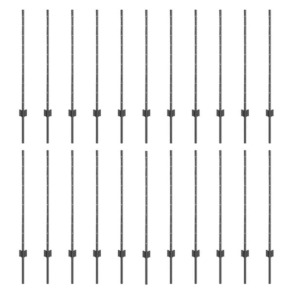 vidaXL Fence Posts Height Adjustable Manual 44 pcs Grey 140 cm Steel