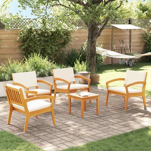 vidaXL Bistro Set 5 pcs Brown 59.5 x 70.5 x 72.5 cm Polyester