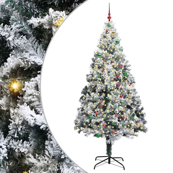 vidaXL Artificial Christmas Tree with 300 LEDs with Stand White 240 cm