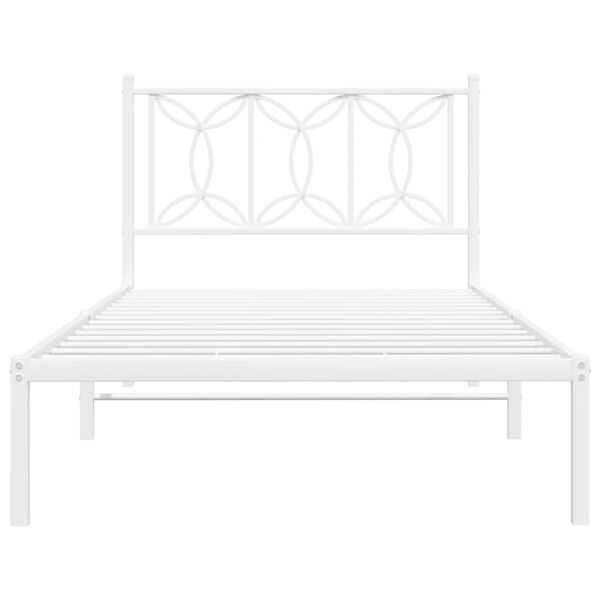 vidaXL Metal Bed Frame without Mattress with Headboard White 100x200cm