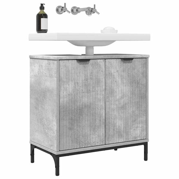 vidaXL Bathroom Sink Cabinet Concrete Grey 60.5 x 33.5 x 61 cm
